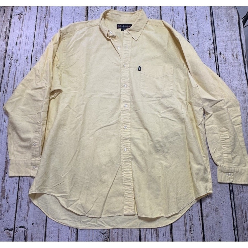 Ralph Lauren Mens Blaire Oxford Shirt‎ XL Yellow Button Down Pony Logo Cotton